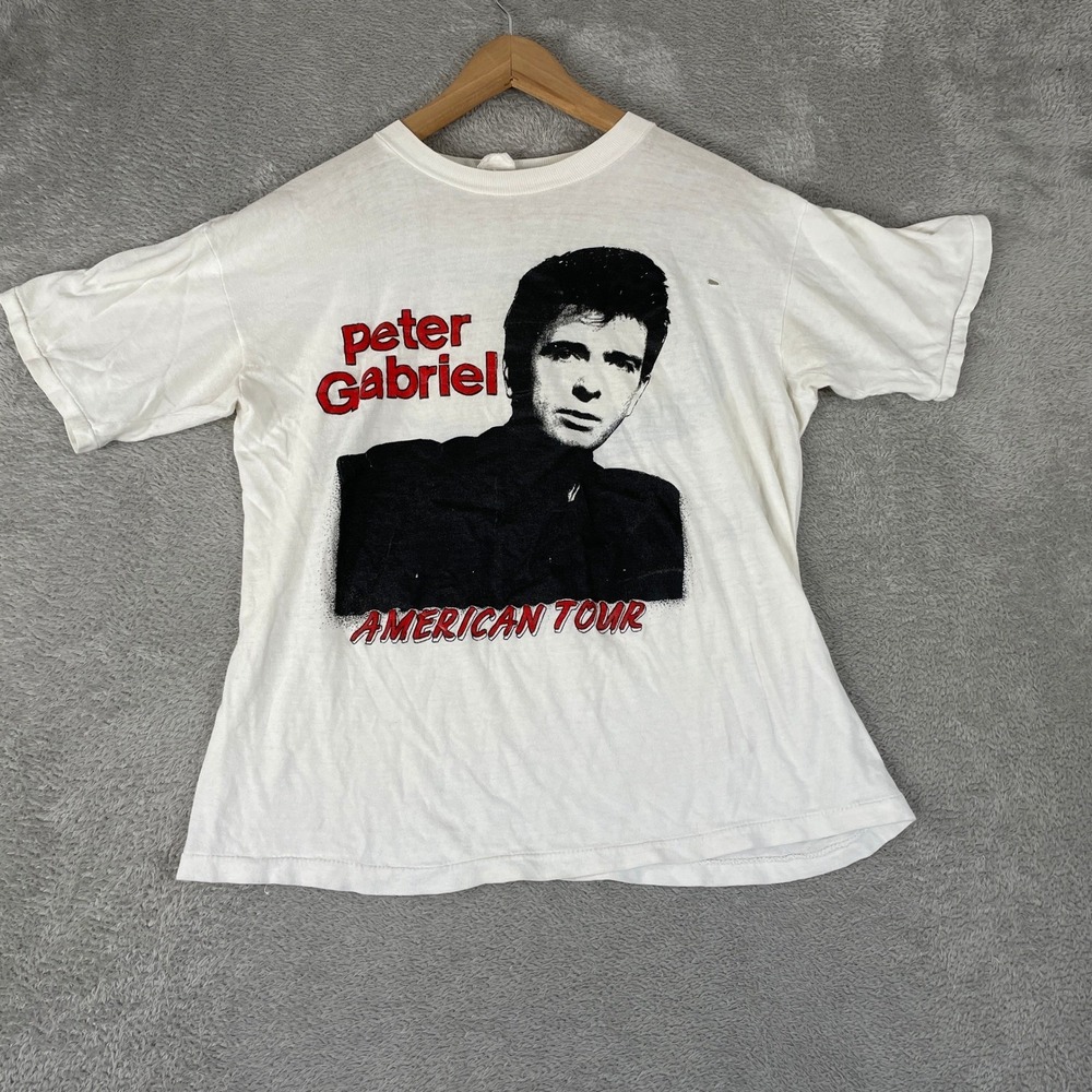 Vintage Peter Gabriel American Tour Shirt Mens Medium White So In Concert 80s